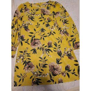 Loft Yellow Floral Long Sleeve Shift Dress  6 Classy sophisticated wedding guest